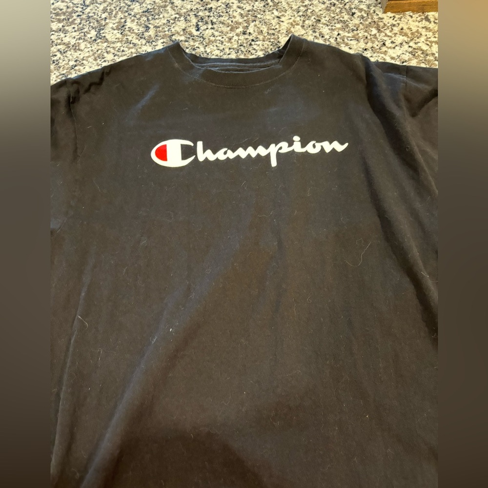 Champion Black Tee with White Logo